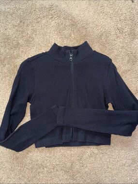 Forever 21 Navy Ribbed Half-Zip Pullover